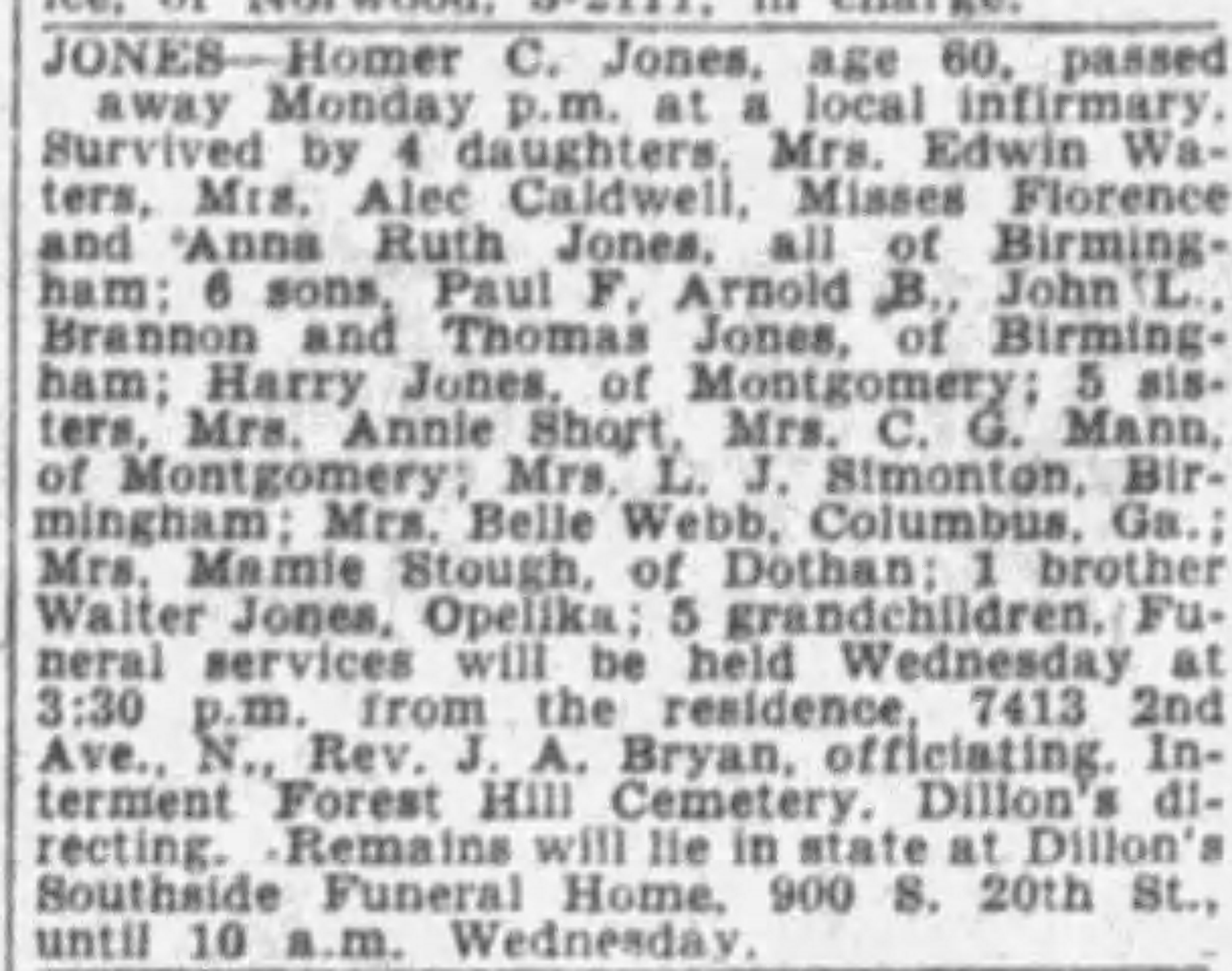 Homer C. Jones obituary